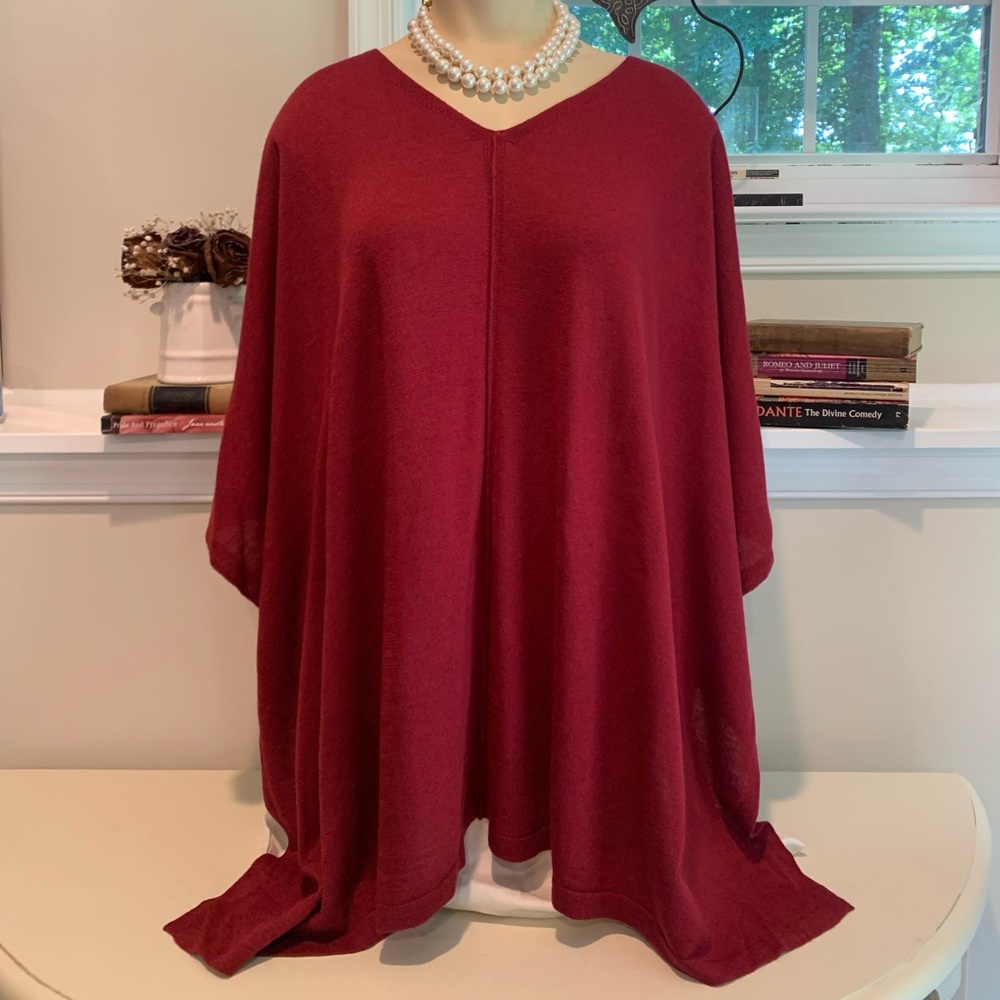 Flattering deep red knit top